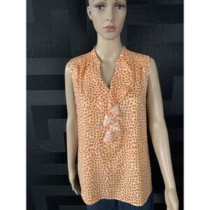 Anne Taylor Petite Sz LP Pink Yellow Ruffle Tank Tunic Lightweight Casual